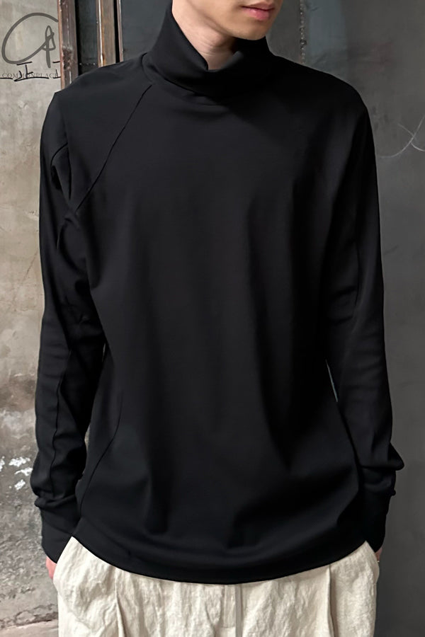 DEVOA 24 spring and summer woven turtleneck pure cotton T-shirt CSC-UHS5 black